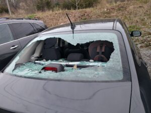 Shattered rear window