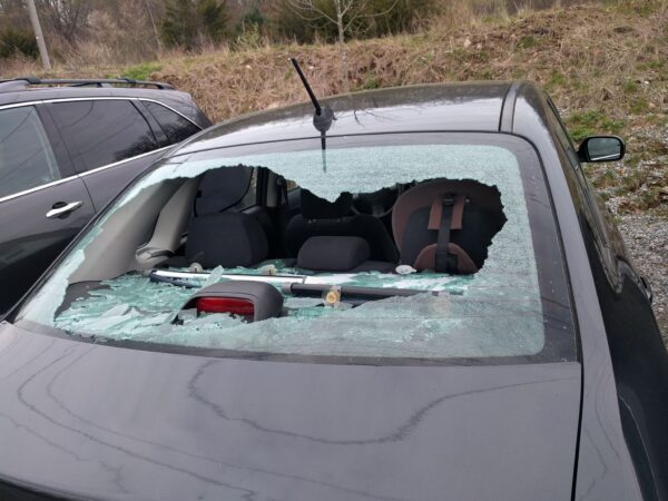 Shattered rear window