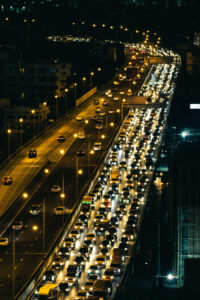 Thanksgiving Traffic Jam. Image of cars in stand still traffic on the highway
