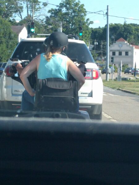 Tank top on motorcycle